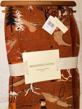 Magaschoni Brown Printed Fall Throw Blanket 50X70